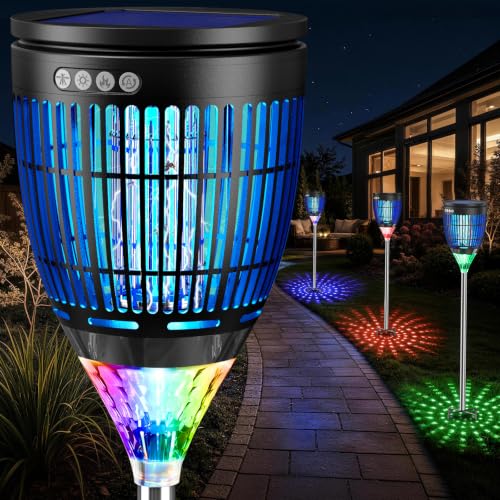 All‑in‑1 Solar Bug Zapper Outdoor, Electric Mosquito Killer Insect Trap - color: Black