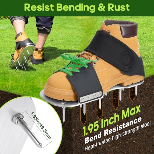 Pre-Assembled Lawn Aerator Shoes with Secure Adjustable Strap for Clay Soil