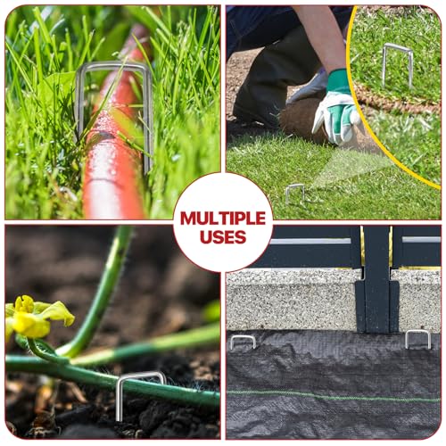 Landscape Staples 4 Inch 50 Pack Galvanized Garden Stakes Anti-Rust Landscape Pins for Weed Barrier Fabric, Artificial Turf and Landscape Fabric - size: 4inch50pcs