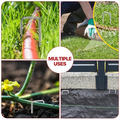 Landscape Staples 4 Inch 50 Pack Galvanized Garden Stakes Anti-Rust Landscape Pins for Weed Barrier Fabric, Artificial Turf and Landscape Fabric - size: 4inch50pcs