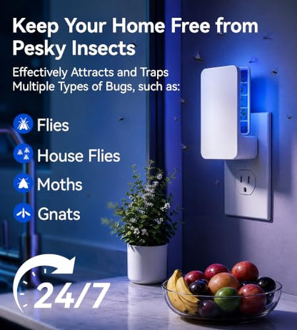 Unique Double-Sided Fruit Fly Traps for Indoors, Plug-in UV Indoor Fly Trap
