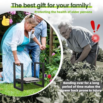 Garden Stool and Kneeler,Heavy Duty 19 inch Foldable Upgraded Wider Gardening Seat Portable Garden Chair Gardening Gifts for Wonman Grandma Parents Plant Lovers Garden Tools