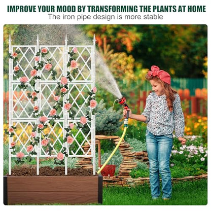 WellSign 63 Inch Metal Pipe Garden Trellis for Climbing Plants Outdoor - color: White