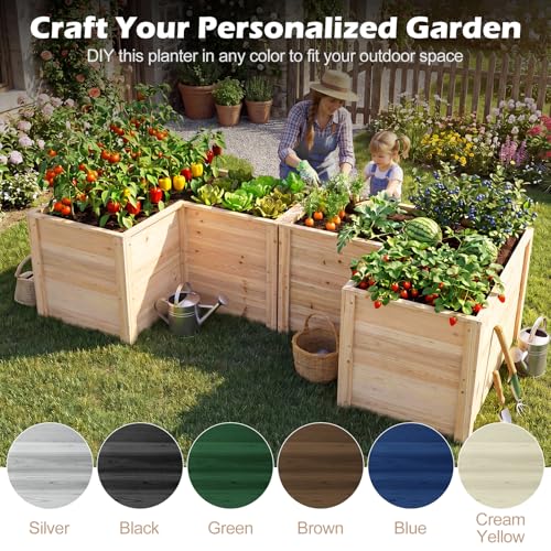 HAPPYGRILL 24.5” Wooden Raised Garden Bed with Open-Ended Base