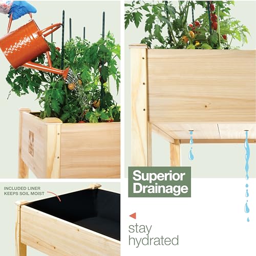 Cedar Raised Garden Bed with Legs, Outdoor Planter Box 48x24x30, 200lb