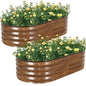 2Pcs Galvanized Raised Garden Bed Kit Outdoor 4x2x1ft, Grain - color: Grain