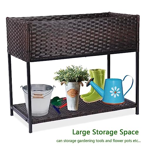 WONDER GARDEN Raised Garden Bed-Planter Box - Elevated Raised Garden Beds Outdoor with Legs & Storage Shelf for Vegetables Flower Herb Backyard Patio