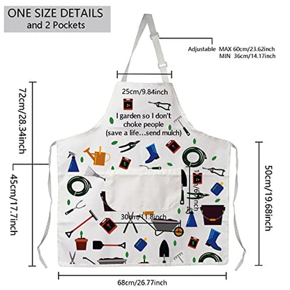 MBMSO Gardener Apron I Garden So I Don't Choke People Save a Life Send Mulch Funny Gardening Aprons with Pockets Waterproof