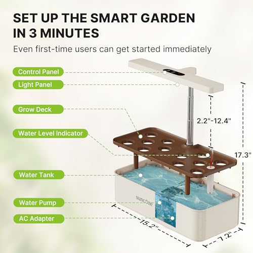 SUNCOZE Hydroponics Growing System, Compact 12 Pods Indoor Garden, Beige - color: Beige