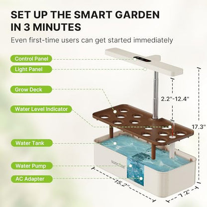 SUNCOZE Hydroponics Growing System, Compact 12 Pods Indoor Garden, Beige - color: Beige