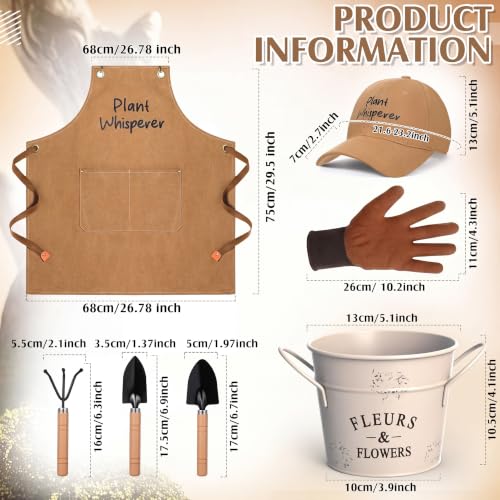 Tarpop 7 Pcs Garden Tool Set Plant Whisperer Apron Cap Gloves Tools, Brown - color: Brown