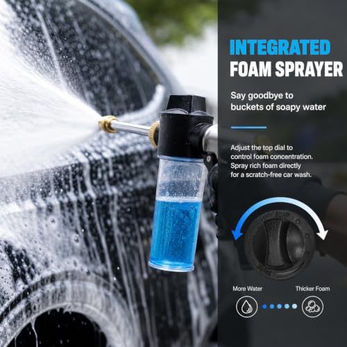 Metal Hose Nozzle with Soap Dispenser,High Pressure Foam Sprayer - size: Long Nozzle