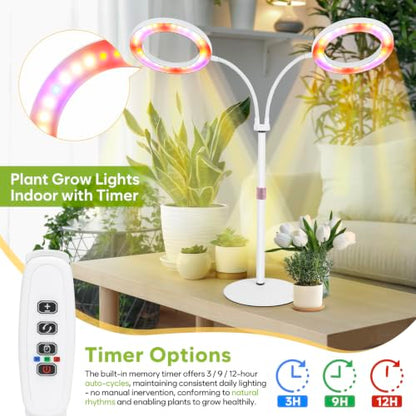 Grow Lights for Indoor Plants Full Spectrum, 2-Head LED Plant Light, White - size: White-23inch