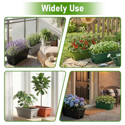 7 Pack 17 Inch Rectangular Plastic Window Box Planters(Brick-red)
