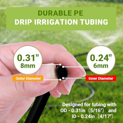 66FT 5/16in Drip Irrigation Hose for 360° Adjustable Drip Irrigation System