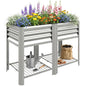 Outsunny Galvanized Steel Raised Garden Bed with Storage Shelf, Silver - color: Silver