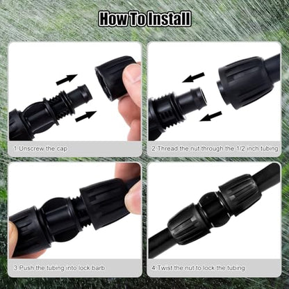 12Pcs 1/2" ANTI-DROP Lock Barbed Irrigation Coupling for Drip Tubing - size: 12 Pcs 1/2 Inch Irrigation Coupling