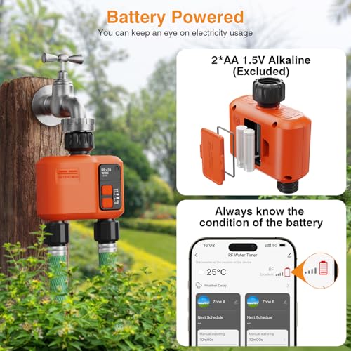 WiFi Sprinkler Timer 2 Zone, Smart Water Timer for Garden Hose Irrigation - style: 2 Outlet- 2pcs