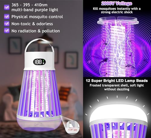 Bug Zapper Indoor Outdoor Mosquito Zapper, LED Rechargeable Fly Zappers