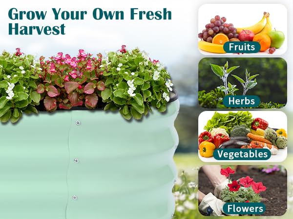 Metal Raised Garden Bed, 4 x 2 ft Oval Galvanized Planter Box - color: Green
