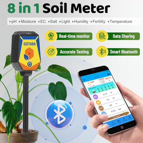 Smart Soil Moisture Meter 8 in 1 pH Salinity Fertility EC Meter