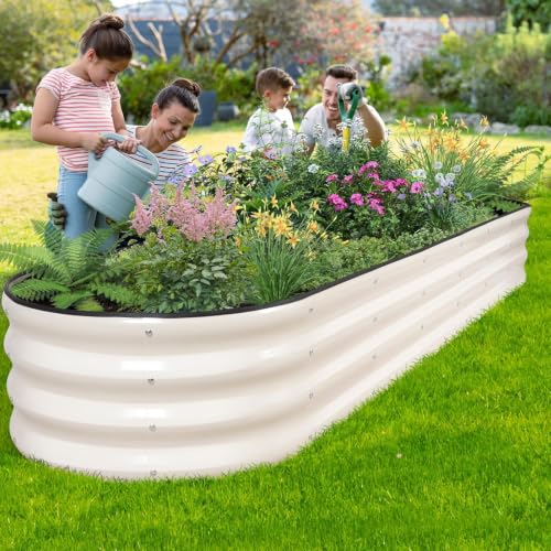 Galvanized Raised Garden Bed Outdoor, 8x2x1ft, Pearl White - color: Pearl White, size: 8×2×1ft (1 Pack)