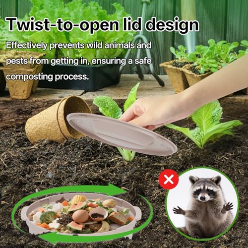Inground Worm Composter, Outdoor Underground Worm Farm 3.3 Gallons, Garden Worm Compost Bin from Kitchen Food Waste, Black+Gray (10.7x10.7x13Inch),2 Pack - size: 2 Pack