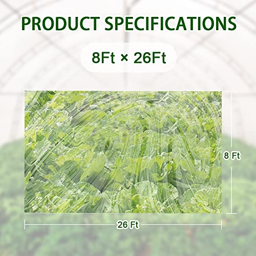 LSGCQ 6 mil Greenhouse Plastic Film Sheeting Cover, 8 x 26 Ft - size: 8 X 26 Ft