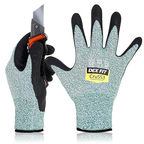 DEX FIT Level 5 Cut Resistant Gloves Cru553, 3D-Comfort Fit, Firm Grip, Thin & Lightweight, Touch-Screen Compatible, Durable, Breathable & Cool, Machine Washable; Green L (9) 1 Pair - color: Green, size: Large