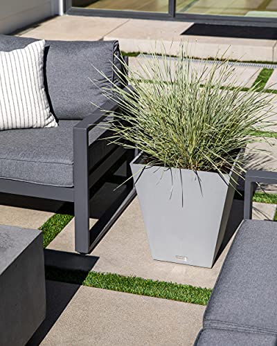Veradek Pure Series Nobleton Planter - Tapered Square Outdoor Planter - color: Gray, size: 18 inch