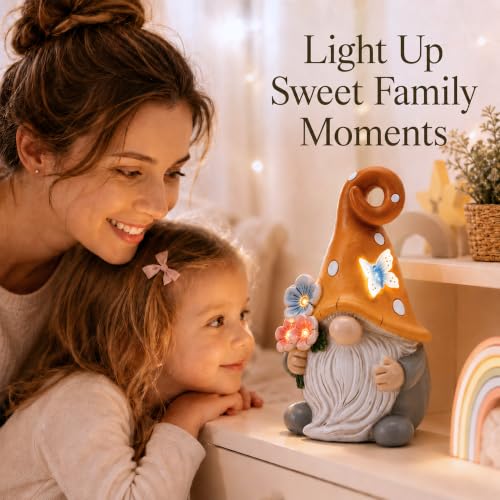 Solar Garden Gnome Statue: Outdoor Figurine with Flower Light - color: Flower Gnome