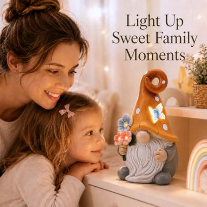 Solar Garden Gnome Statue: Outdoor Figurine with Flower Light - color: Flower Gnome