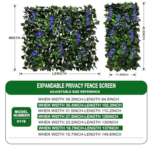 Expandable Privacy Fence Screen for Balcony Patio Outdoor Porch - color: BEGONIA-BLUE