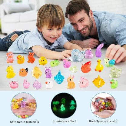 60 Pcs Mini Resin Animals, Glow in The Dark Tiny Animal Figurines - color: 60p-luminous Animals