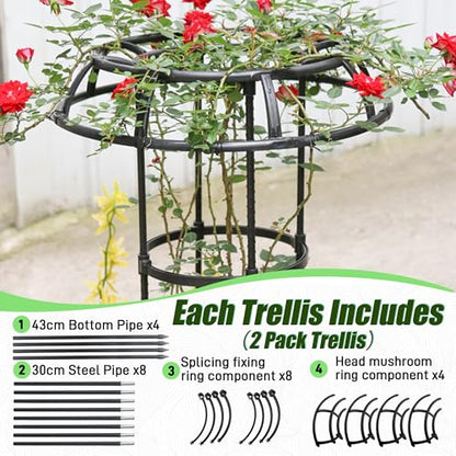 Quibbay 41.3 Inch Mushroom Top Garden Trellis for Climbing Plants,2 Pack - style: 3 Floors-10*41IN