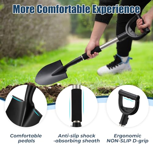 Multi-Task Small Shovel 31" - D-Handle Ergonomic Design for Raised Garden Beds, Outdoor Compact Spaces & Family Camping (Rustproof & Ultra-Light), Silver - color: Silver