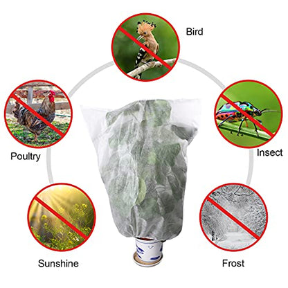 Shappy 6 Pcs Plant Covers Freeze Protection Winter Frost Blanket for Outdoor Plant Bag 23.6 x 31.5 Inch, 31.5 x 39.4 Inch Shrub Jacket with Drawstring Reusable Frost Cloth for Cold Weather Fruit Tree - size: 23.6 x 31.5 Inch, 31.5 x 39.4 Inch