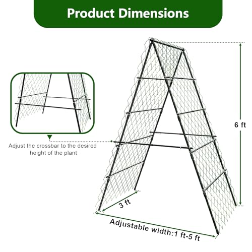 AlisisFores A-Shape Garden Trellis for Climbing Plants, Black - size: 6’