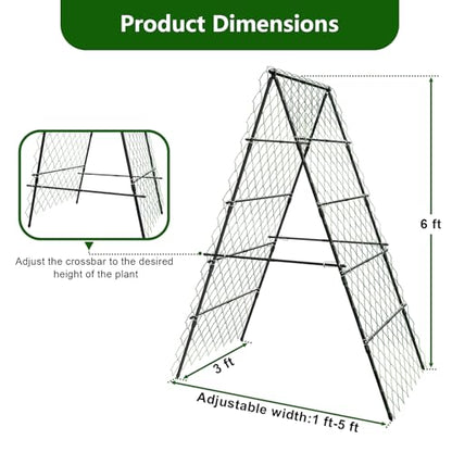 AlisisFores A-Shape Garden Trellis for Climbing Plants, Black - size: 6’