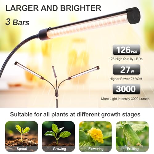 FECiDA Full Spectrum Standing Grow Lights for Indoor Plants, Bonsai Tree - size: 3-Tube