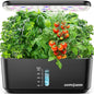 Ahopegarden Indoor Garden Hydroponics Growing System: 10 Pods Kit with LED - color: Black