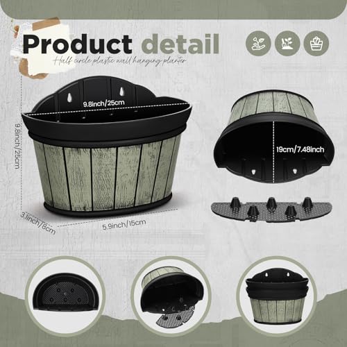 Layhit 6 Pcs Wall Hanging Planters, 10 Inches, Grey Green, Brown, Black - color: Grey Green, Brown, Black, size: 10 Inches