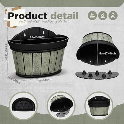 Layhit 6 Pcs Wall Hanging Planters, 10 Inches, Grey Green, Brown, Black - color: Grey Green, Brown, Black, size: 10 Inches