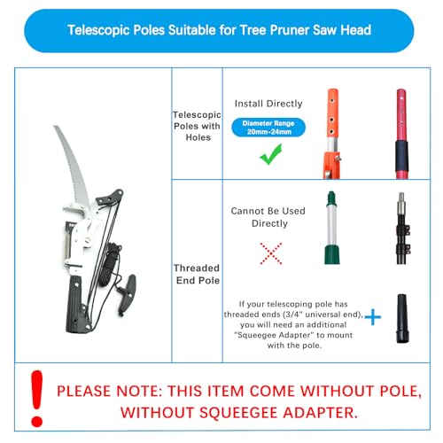 BAYTORY Extendable Tree Pruner Shears Head and Saw without Pole