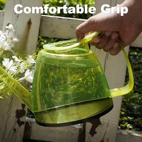 CYRUS Yellow1.5L Transparent Plastic Watering Can Long Spout Comfort Grip