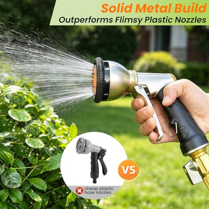 ARXIVE 9-Pattern Brass Hose Nozzle, High Pressure Leakproof Water Sprayer