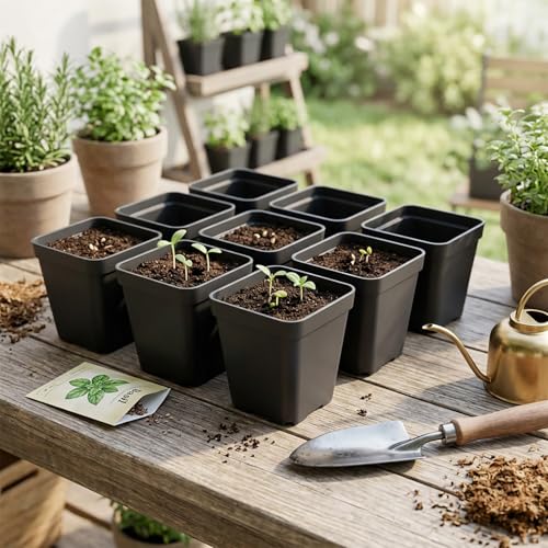 50 Packs Square Nursery Pots for Plants 4 Inch Seedling Pots - size: 4 Inch