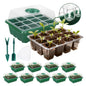10 Pack Seed Starter Tray Seed Starter Kit (120 Cells Total Tray) with Humidity Adjustable Dome, for Seeds Growing Starting Plant Germination Trays, Mini Green House Germination Trays.