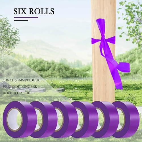 6 Pack Purple Flagging Tape, Non-Adhesive Plastic Ribbon Neon Marking Roll - color: Purple