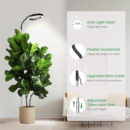 Garpsen Plant Light, Full Spectrum Grow Light, 65'' Height Adjustable 3Pack - size: Black-3Pack
